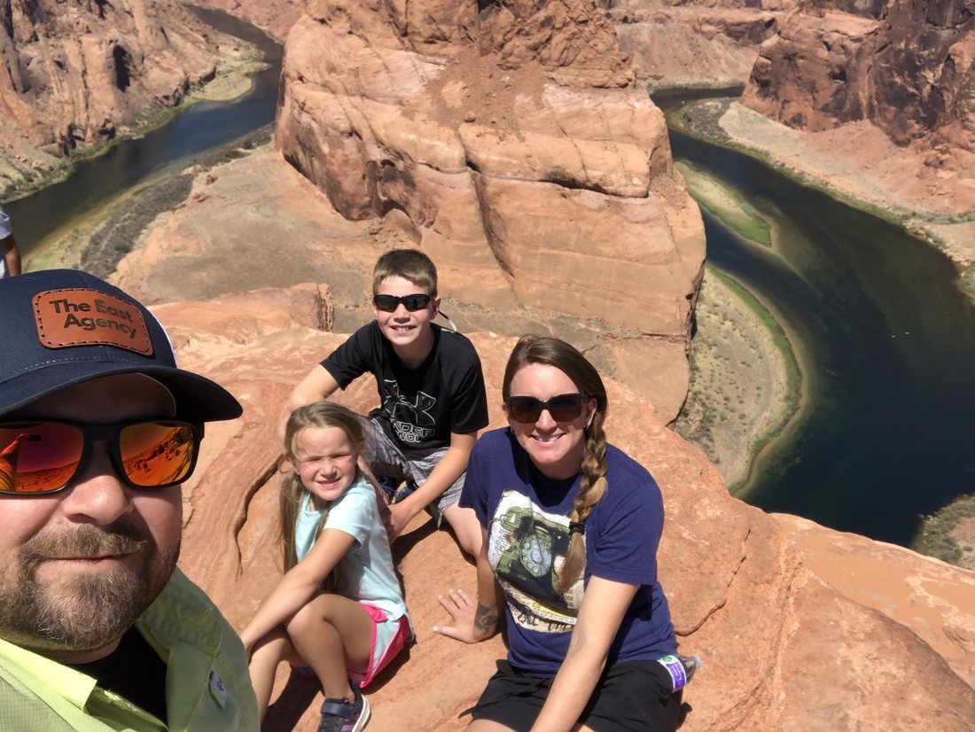 Brannon and his family at Horseshoe Bend, Arizona