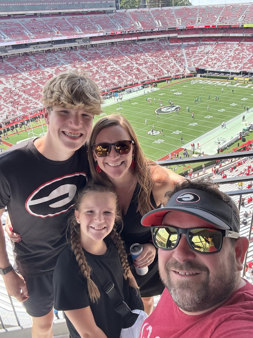 Brannon and his family at a Georgia Bulldogs game